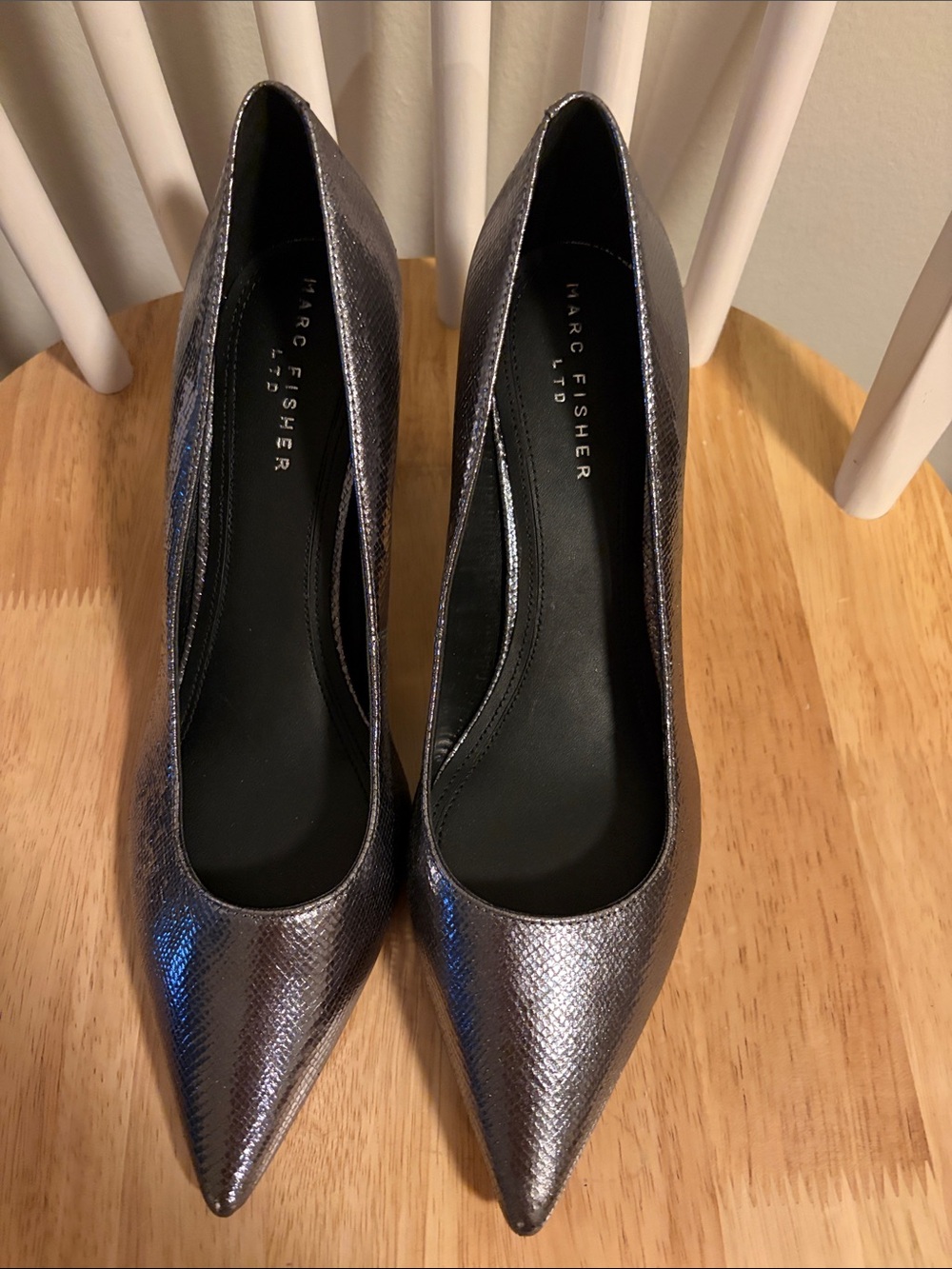 Marc Fisher Pewter Metallic Pointed Pumps